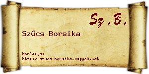 Szűcs Borsika névjegykártya